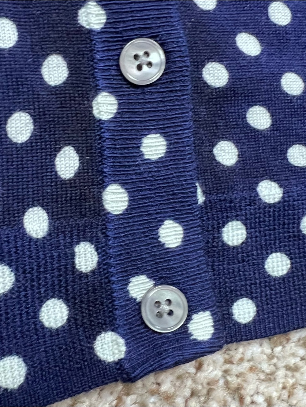 J. Crew Women’s Carolyn Cardigan Navy White Polka-Dot 100% Merino Wool sz Med - Picture 8 of 14